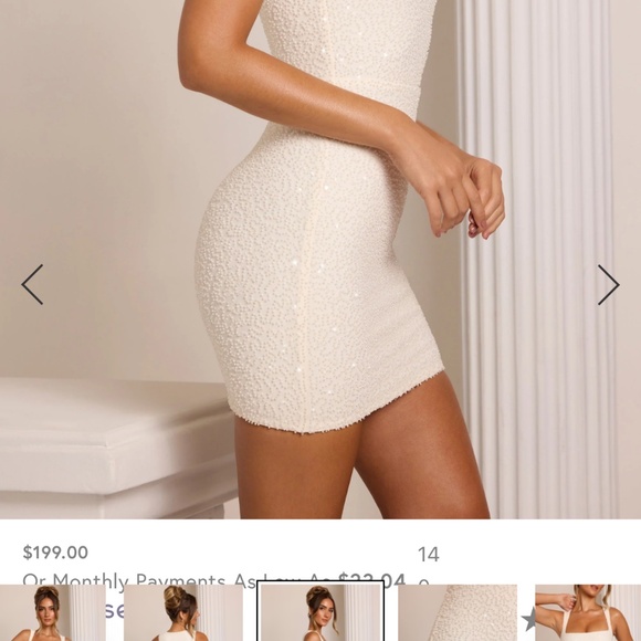 Embellished Square Neck Mini Dress in White - Picture 3 of 6